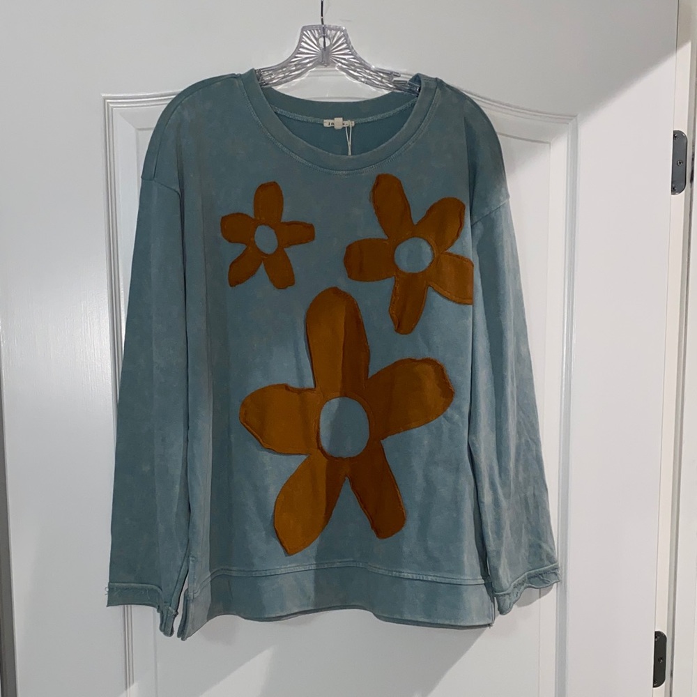 JODIFL Blue and Brown Graphic Top